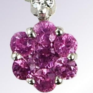 Diamond Pendant .21TDW 1.07Pink Saphire 14KT White